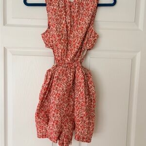 Floral Red Sleeveless Romper